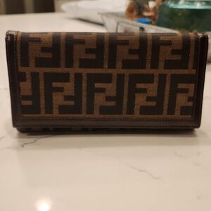 Fendi Tan and Black Logo Wallet